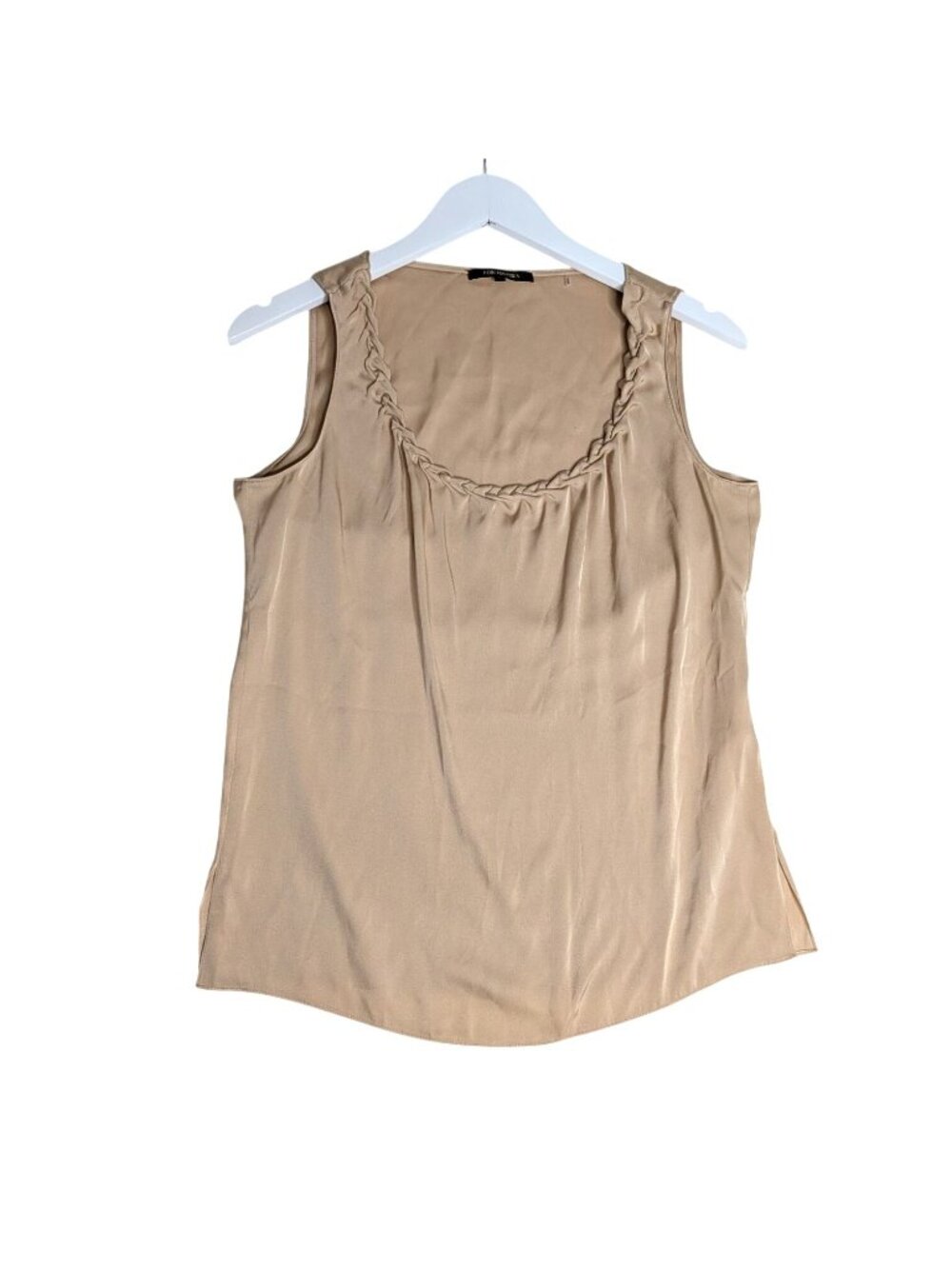 Kobi Halperin Beige Silk Sleeveless Blouse With Braided Neckline Size S